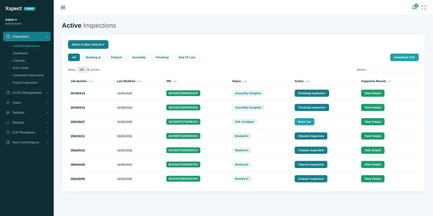 Xspect eCoC dashboard